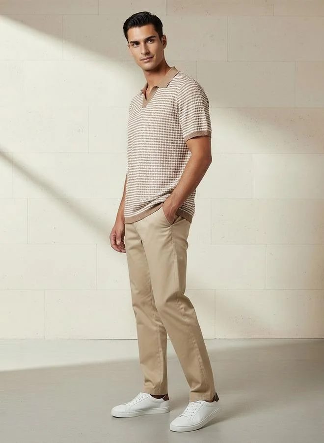 Emperor Emperor Men Short Sleeves Textured Polo T-shirt